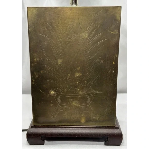 Murray Feiss Brass Etched Asian Style Table Lamp- Tested & Working